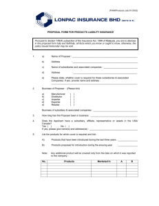 proposal form for products liability insurance