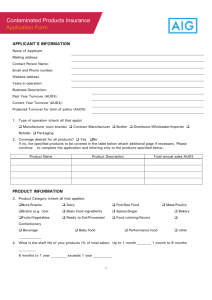 Contaminated Products Insurance Application Form