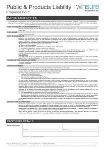 Public and Products Liability Proposal Form