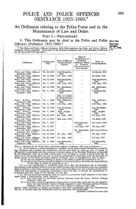 police and police offences ordinance 1923-1960