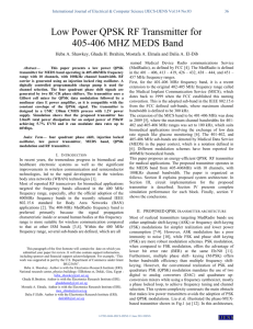Low Power QPSK RF Transmitter for 405-406 MHZ MEDS