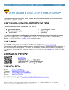 LIRN® Services & Virtual Library Collection Summary