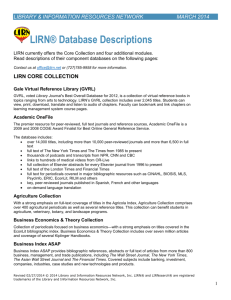 LIRN® Database Descriptions