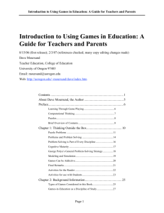 Introduction to Using Games in Education: A