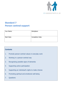 Standard 7 Person centred support