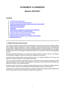 ECONOMICS 1A HANDBOOK Session 2010-2011