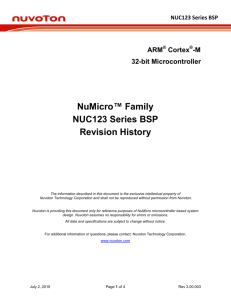 NuMicro™ Family NUC123 Series BSP Revision History