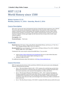 HIST 112 B World History since 1500