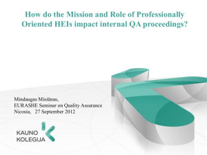 How do the Mission and Role of Professionally Oriented HEIs impact