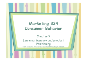 Marketing 334 Consumer Behavior