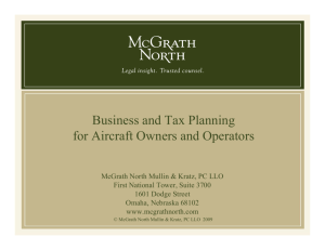 Business and Tax Planning for Aircraft Owners and Operators