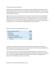 Comprehensive Make-or-Buy Decision Foggy Mountain Company