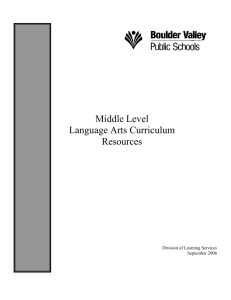 Language Arts Middle School Curriculum Resources