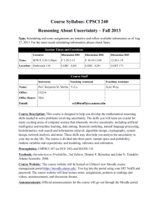 Course Syllabus: CPSCI 240 Reasoning About Uncertainty – Fall