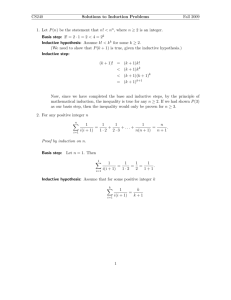 CS240 Solutions to Induction Problems Fall 2009 1. Let P(n) be the