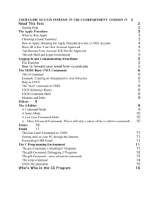 USER GUIDE TO UNIX SYSTEMS IN THE CS DEPARTMENT