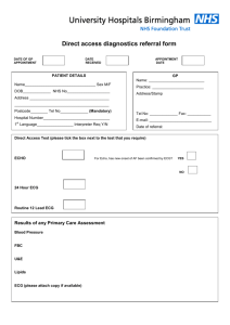Cardiology direct access diagnostics referral form for GP use