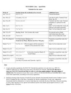 Weekly Schedule - University of Toronto