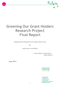 Greening Our Grant Holders Research Project