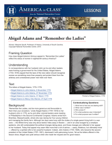 Abigail Adams and "Remember the Ladies"