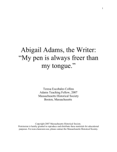 Abigail Adams, the Writer - Massachusetts Historical Society