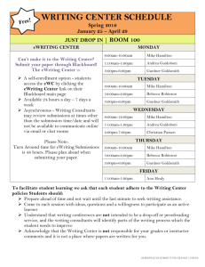 writing center schedule - Nashua Community College