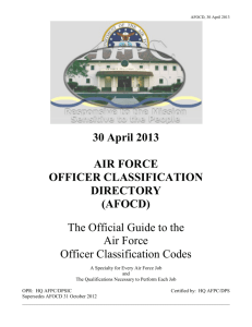 30 April 2013 AIR FORCE OFFICER CLASSIFICATION DIRECTORY