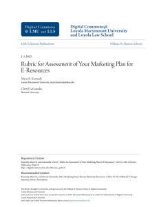 Rubric for Assessment of Your Marketing Plan for E