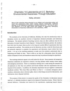 Chemistry 1A Laboratories at UC Berkeley: Environmental