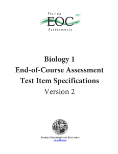 Biology 1 EOC Assessment Test Item Specifications, Version 2