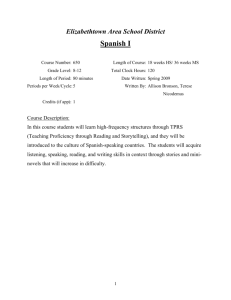 Spanish I Curriculum