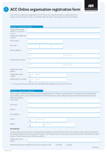 ACC5134 ACC Online organisation registration form