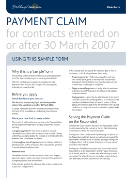 Sample Payment Claim