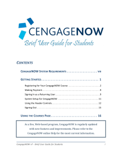 CengageNOWv2: Brief User Guide for Students