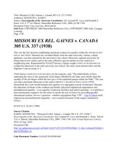 MISSOURI EX REL. GAINES v. CANADA 305 U.S. 337 (1938)