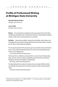 Profile of Professional Writing at Michigan State University