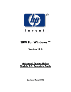 SBW For Windows TM - Hewlett