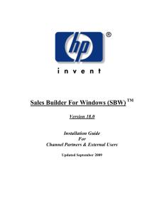 SBW Installation Guide-External - Hewlett