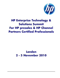 HP Enterprise Technology & Solutions Summit For HP presales