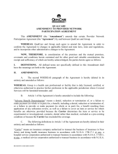 QualCare Amendment to Group Agreement 2015