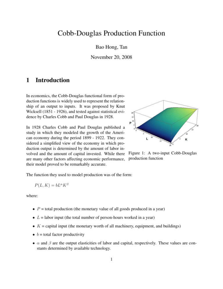 Cobb Douglas Function Definition