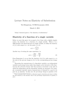 Lecture Notes on Elasticity of Substitution