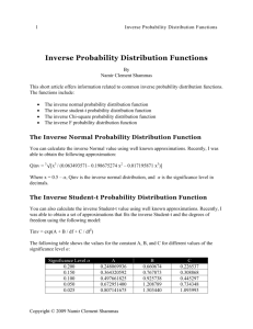 Inverse Probability Distribution Functions