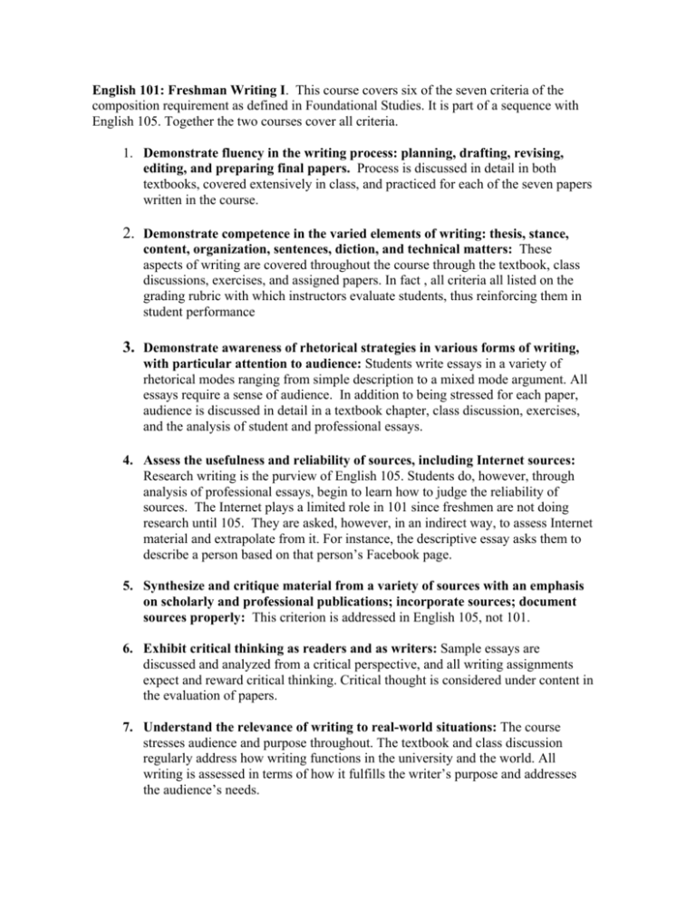 ENG 101 Indiana State University