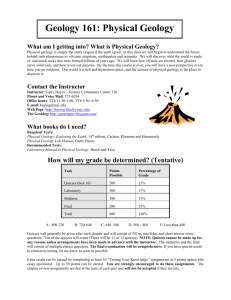 Geology 161: Physical Geology