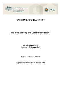 CANDIDATE INFORMATION KIT Fair Work Building and