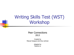 Writing Skills Test (WST) Workshop