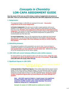 Assignment Guide - Concepts in Chemistry