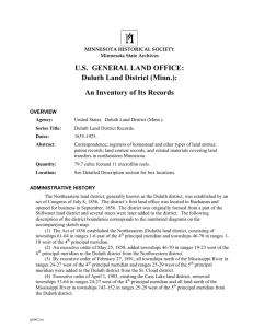 U.S. GENERAL LAND OFFICE: Duluth Land District (Minn.). An