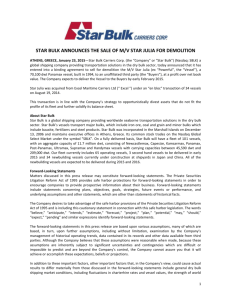 star bulk announces the sale of m/v star julia for demolition